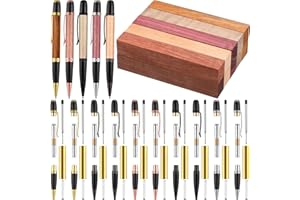 Colarr 10 Set Pen Making Kit Include 10 Woodturning Pen Kit 10 Exotic Wood Pen Blanks Twist Ballpoint Pen Kit with Refill Copper Pen Turning Supplies for DIY Pen Making Classroom Teacher Student Gift