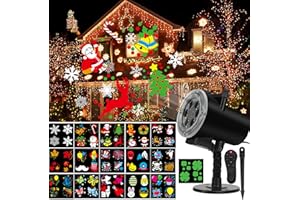 Christmas Holiday Projector Lights Outdoor,FLEVO Halloween Projector Lights,16 HD Slides LED Decorative Lights with Remote Control,IP65 Waterproof for Halloween Xmas Party Garden Landscape Decoration