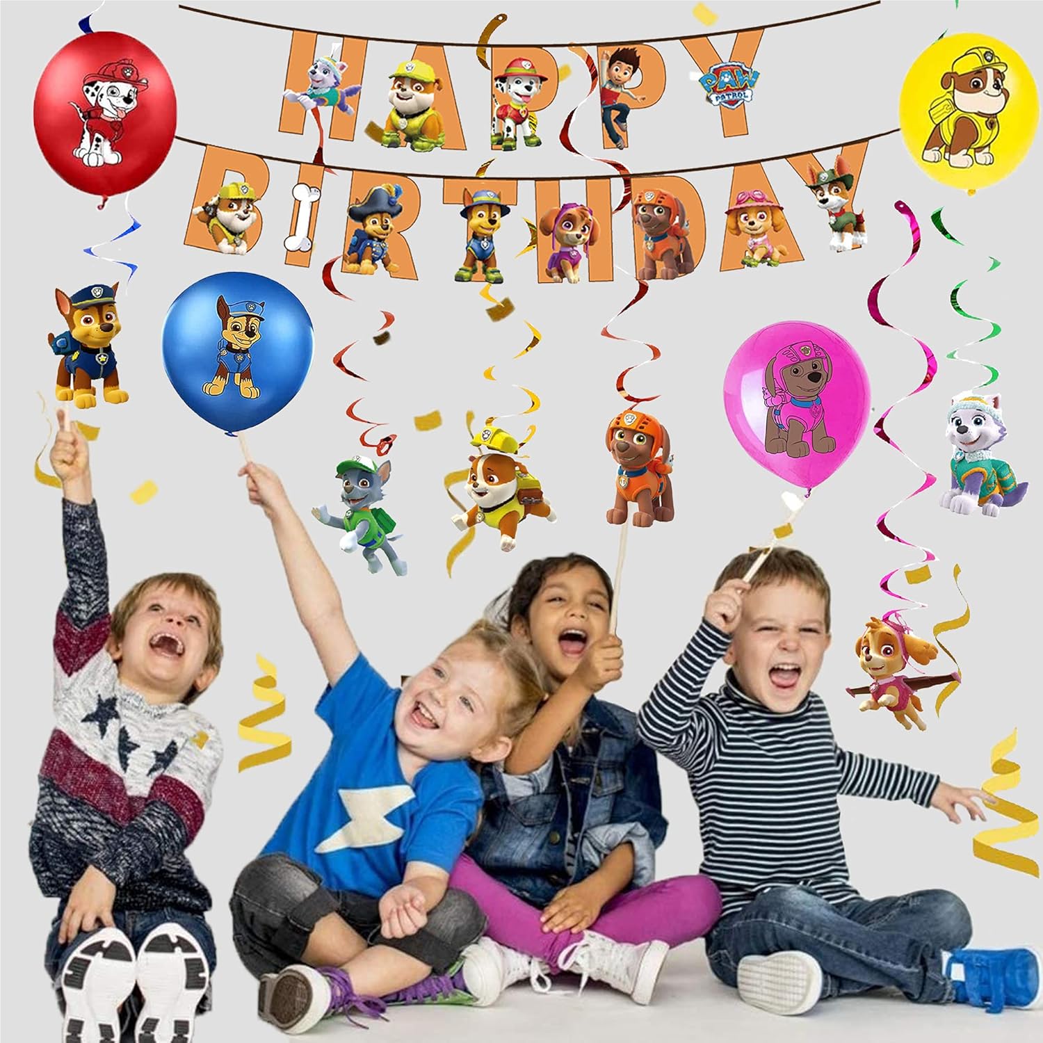 Energogas Gr Smileh Decoration Anniversaire Pat Patrouille Ballons Banniere De Joyeux Anniversaire Suspendus Tourbillon Pour Enfants Decoration De Fete Anniversaire De Paw Patrol Decorations Et Accessoires De Fete Decorations Et Accessoires De Fetes