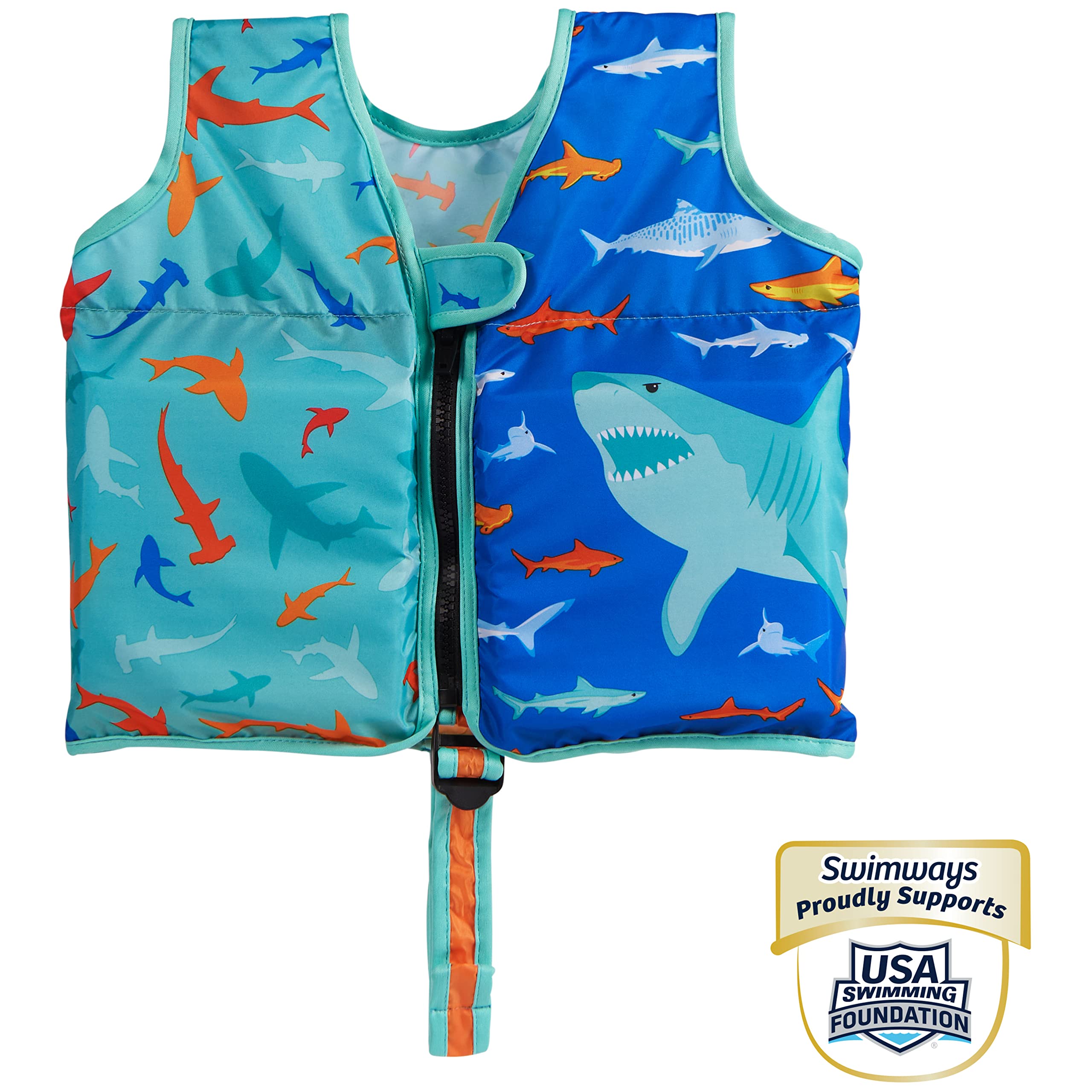SwimWays Swim Vest, Learn to Swim Personal Flotation Device for Swim Training, Pool Floats & Swimming Pool Accessories for Kids 2-4 Years, Shark