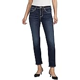 JAG Jeans Women's Cassie Mid Rise Slim Straight Leg Jeans, Brisk Blue, 8 Short