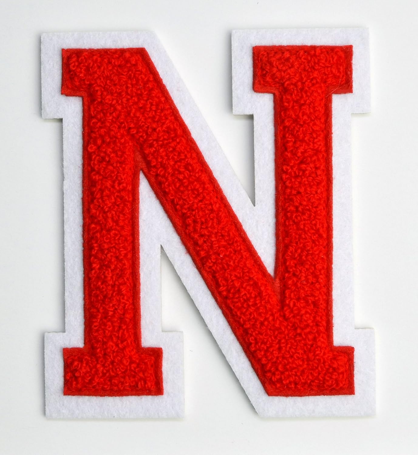 Amazon Com Varsity Letter Patches Red Embroidered Chenille Letterman Patch 4 1 2 Inch Iron On Letter Initials Red Letter N Patch Arts Crafts Sewing