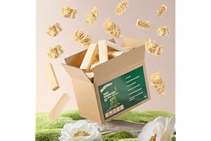 HuoYmut Kiln Dried Mini Firewood with 12pcs Fire Starters，5" Lengths Low Smoke Barkless Small Pine Wood&Waterproof Charcoal Starter Perfect for Tabletop Fire Pits，Campfires，Solo Stove Accessories