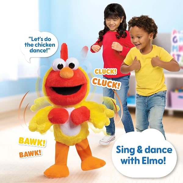 SESAME STREET CHICKEN DANCE ELMO FEATURE 13 INCH PLUSH, DANCING PLUSH, STUFFED ANIMAL, KIDS TOYS FOR AGES 18 MONTH BY JUST PLAY