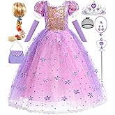 Luzlen Little Girls Princess Costume Kids Fancy Purple Dress for Halloween Party Christmas Carnival
