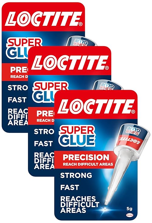 Loctite Precision, Strong All Purpose Liquid Adhesive for Accurate Repairs, Instant Super Glue for Various Materials, Clear Glue, 5g (Pack of 3)