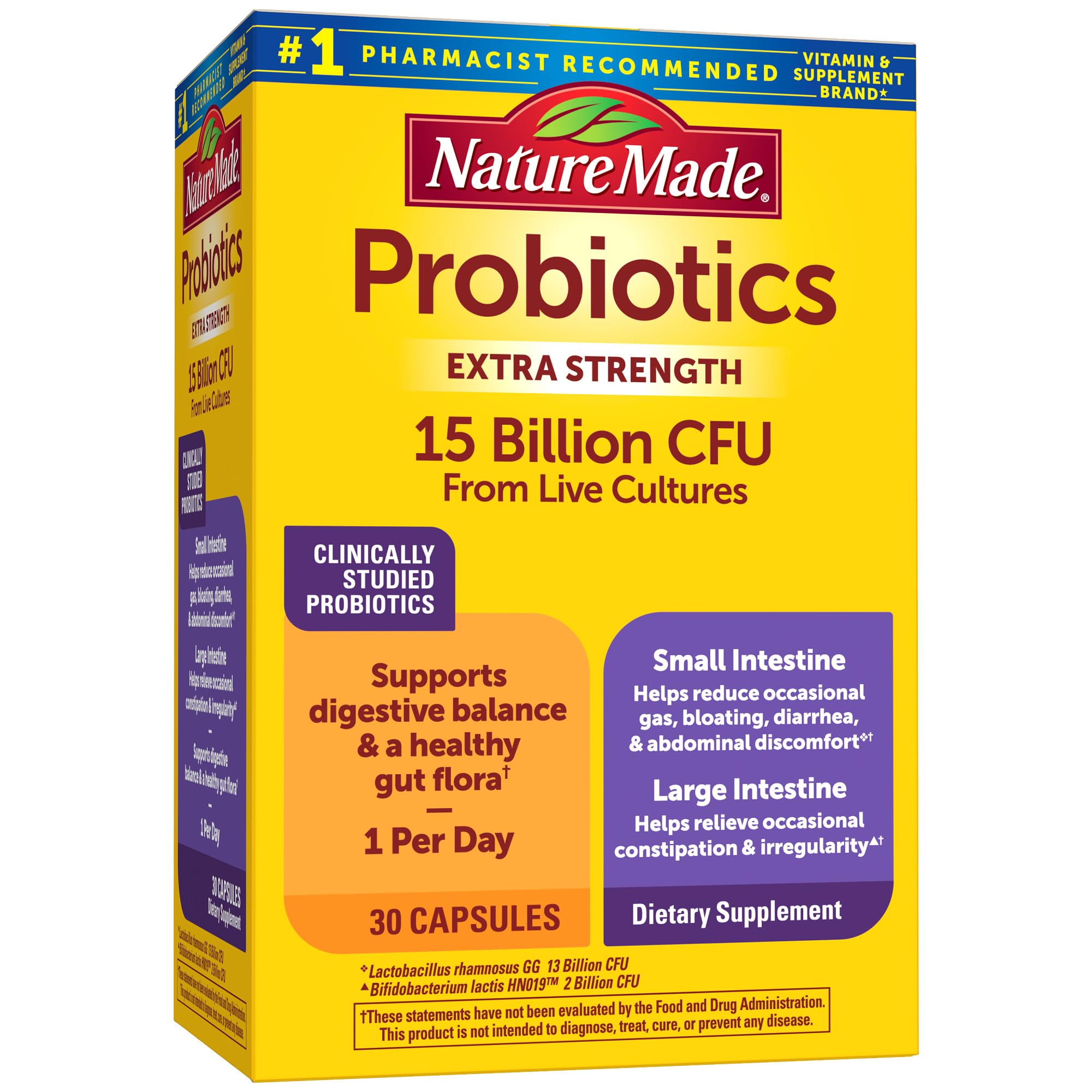 Photo 1 of Nature Made Probiotics for Digestive Health Extra Strength 15 Billion CFU from Live Cultures, Probiotics for Women and Men, 30 Probiotic Capsules, 30 Day Supply