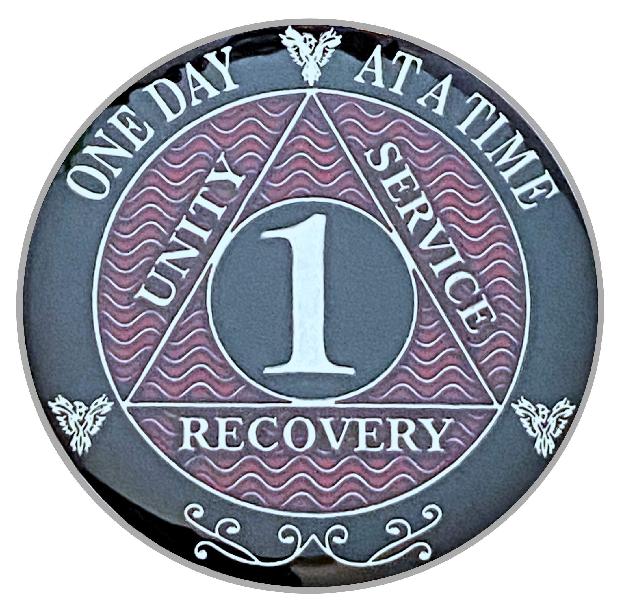 1 Year AA Coin Silver Color Plated-Medallion, Recovery Chip, 12 Step Token, Alcoholics Anonymous Coin