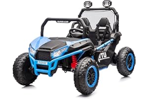 Outfunny 2 Seater Kids Ride-On Car, 12V 4WD Kids UTV Ride on Toy for Big Kids Age 3-8 w/Remote Control, Bluetooth, Storage - Blue
