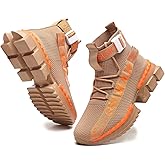 Jakcuz Men's High Top Sneakers Plus Size Breathable Gym Athletic Running Walking Tennis Comfortable Fashion Platform Shoes