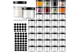 STARSIDE 4 oz Glass Mason jars With Regular Black Lids, 40 Pack 4 oz Canning Jars Containers for Jam, Honey, Candies,Wedding 