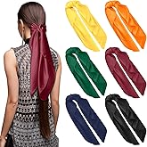 JATEBI Women Large Satin Scarf Silk Feel Square Wraps Big Hair Bandanas Vintage Print Solid Color Bandana Scarves