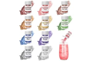Cakestar Edible Glitter for Drinks, 10 Colors Edible Glitter, Food Grade Shimmer Dust, Edible Luster Dust for Drinks, Baking,