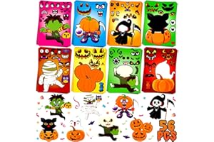 Thuodo 56 Sheets Halloween Party Favors Stickers for Kids, Halloween Crafts Make Your Own Halloween Stickers Halloween Goodie Bag Fillers Toys Gifts Halloween Games Halloween Classroom Activities