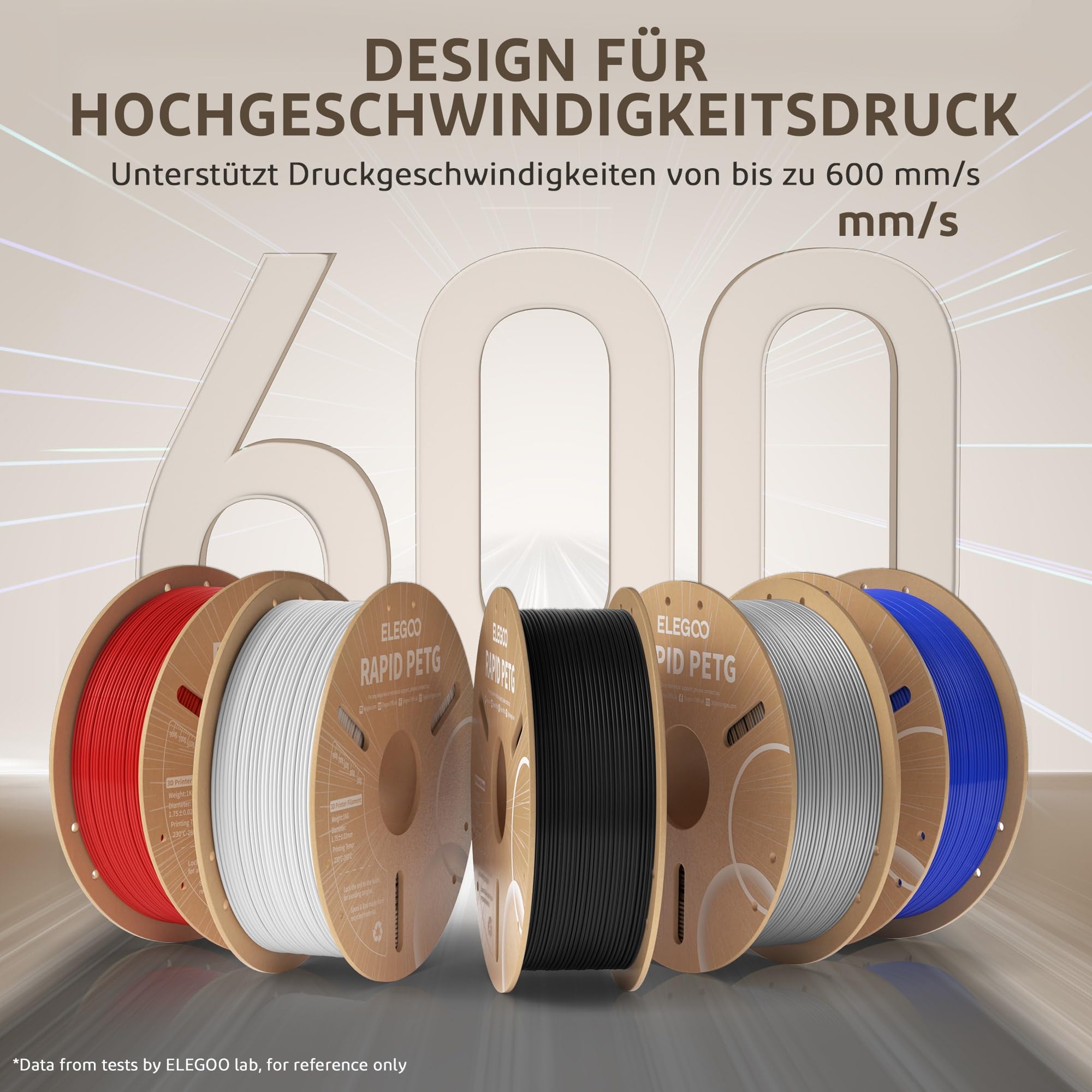 ELEGOO Rapid PETG Filament 1.75mm Schwarz Weiß Grau Silber 4 KG, High Speed 600mm/s 3D Drucker Filament Maßgenauigkeit +/- 0.02 mm, 4kg Pappspule(8.8lbs) Passend für die Meisten 3D Printer 2