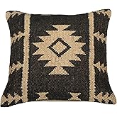 Trade Star 70% Jute 30% Wool Kilim Pillow Cover Handwoven Thick Rug Kelim Cushion Case Vintage Authentic Square Pillow Sham for Home Decor Ethnic 18X18 Inches Indian Cushion Cover (Pattern 9)