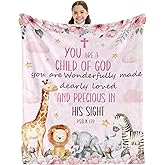 INXENG Baptism Gifts for Girl Catholic - Baptism Blanket for Girl, Christening Gifts for Girls, Christian Gift for Kids, Catholic Baptismal Gift for Girls, Christening Blanket for Kids, 50"x40"