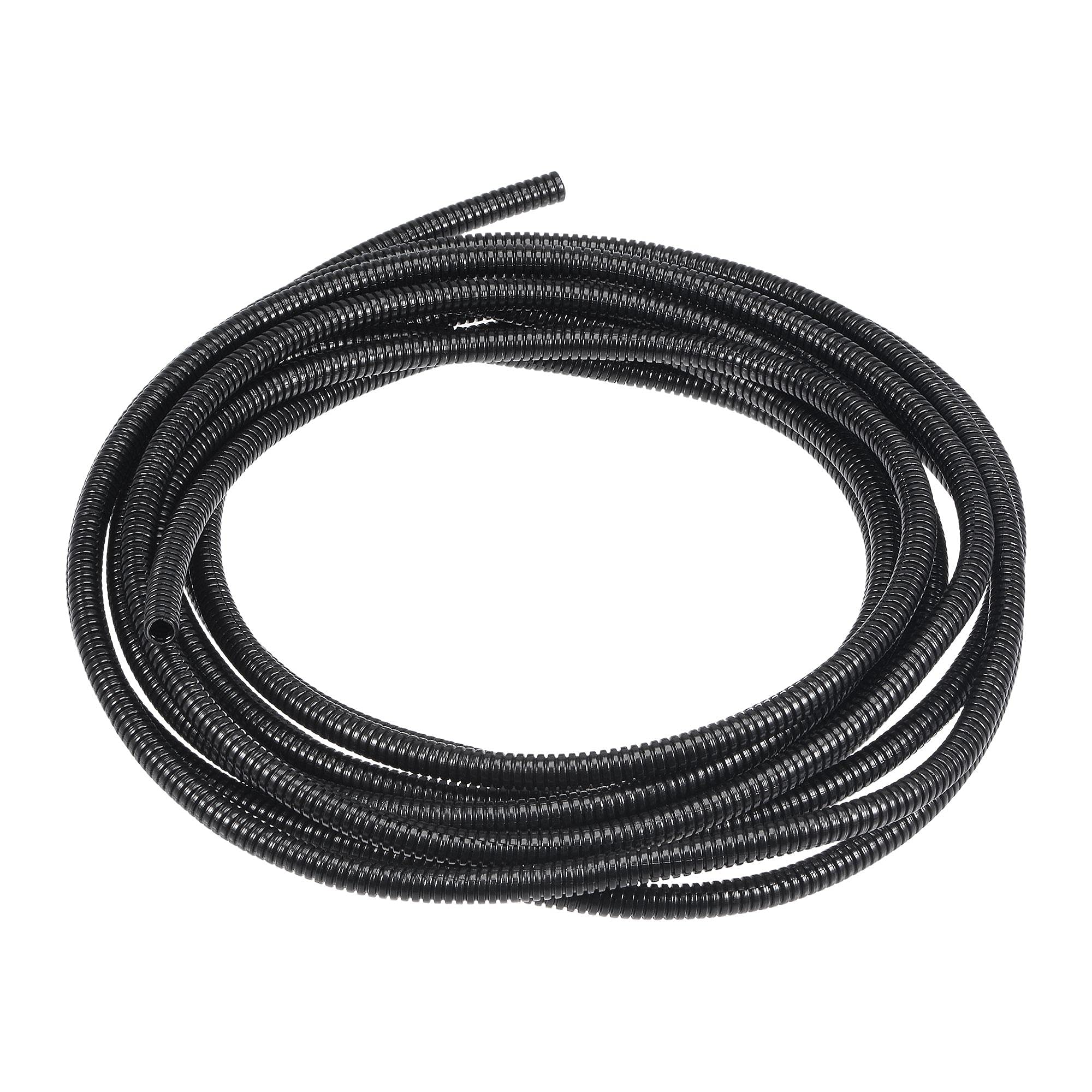 sourcing map 5 M 5.2 x 7.2 mm PA Split Corrugated Conduit Tube for Garden,Office Black