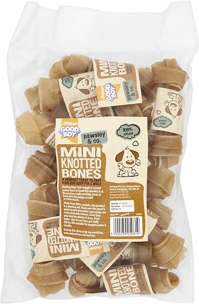 Good Boy Mini Rawhide Knotted Bones Dog Chews Pack of 15