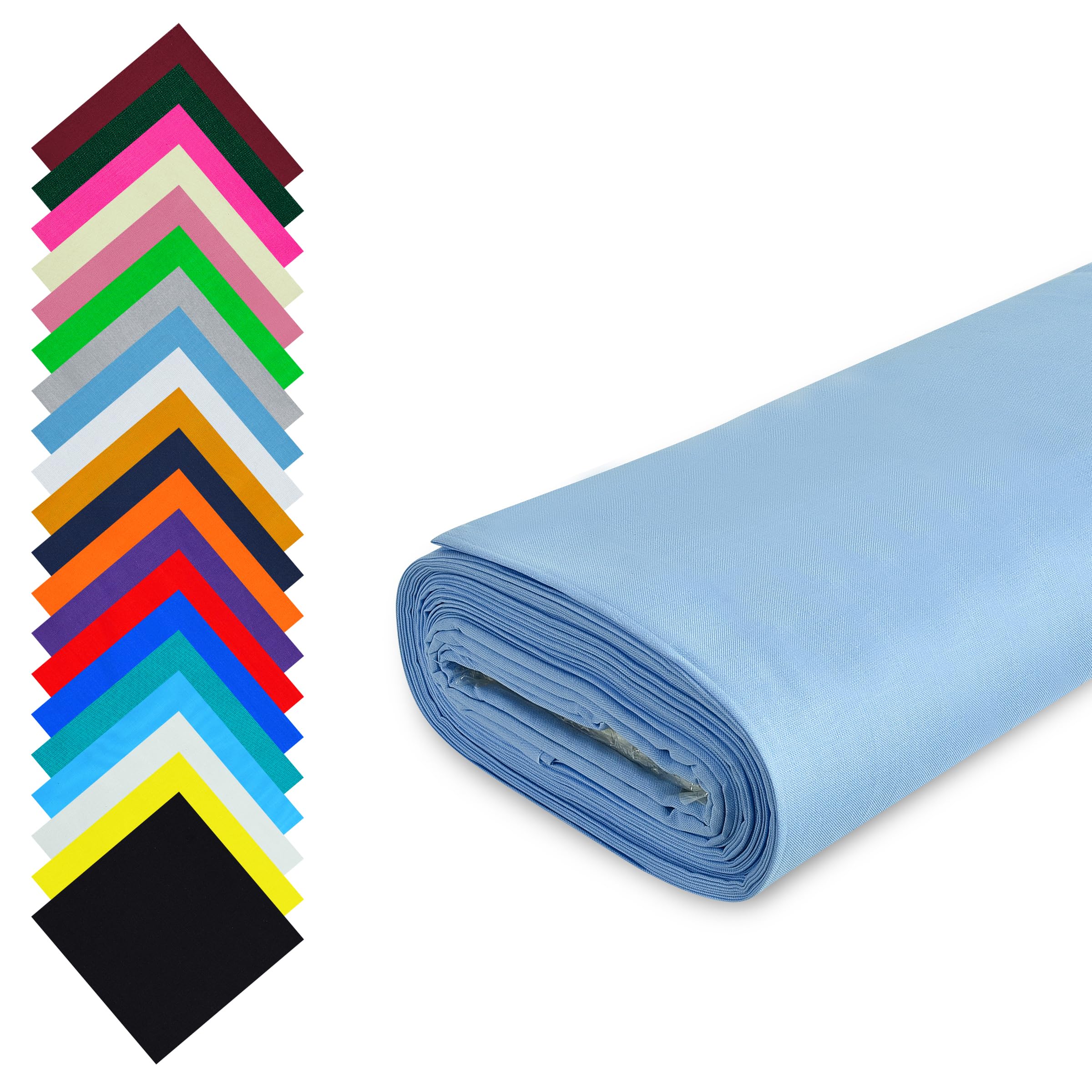 Fashion Track Light Blue Fabric Cotton by The Metre UK - 58 Inches / 147.5 cm Wide - 100% Cotton Fabric Plain - 60 Square - Available in 20 Colours and 5 Sizes (1 Metre, Light Blue)