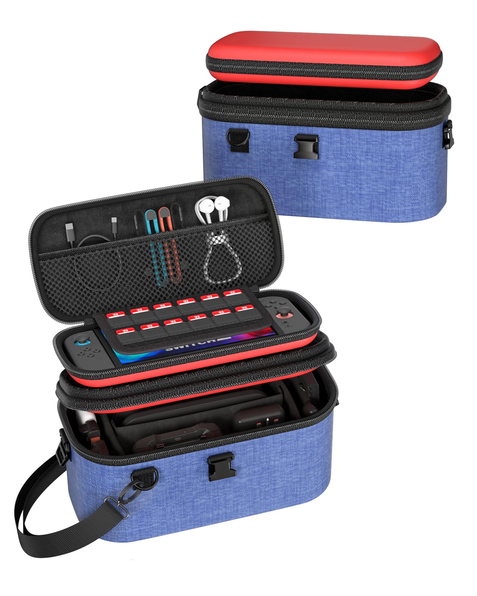 ProCase All-in-One Carrying Case for Nintendo Switch 2, Dual-Layer Hard Shell Travel Bag for Console, Dock, Controllers & Accessories, Protective Storage Case, Large Capacity -Blue