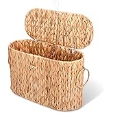 YBEATY Toilet Paper Storage Basket, Water Hyacinth Slim Toilet Paper Holder with Lid for 6 Regular Rolls Hand-Woven Wicker Rattan Home Decor Bathroom Accessories Organizer
