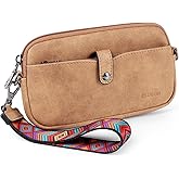 FADEON Slim Wristlet Wallets for Women, Designer Leather RFID Wallet with 3 Zipper Purse for Travel