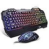 HAVIT Rainbow Backlit Wired Gaming Keyboard and Mouse Combo (Black)