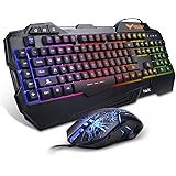 HAVIT Rainbow Backlit Wired Gaming Keyboard Mouse Combo (Black)