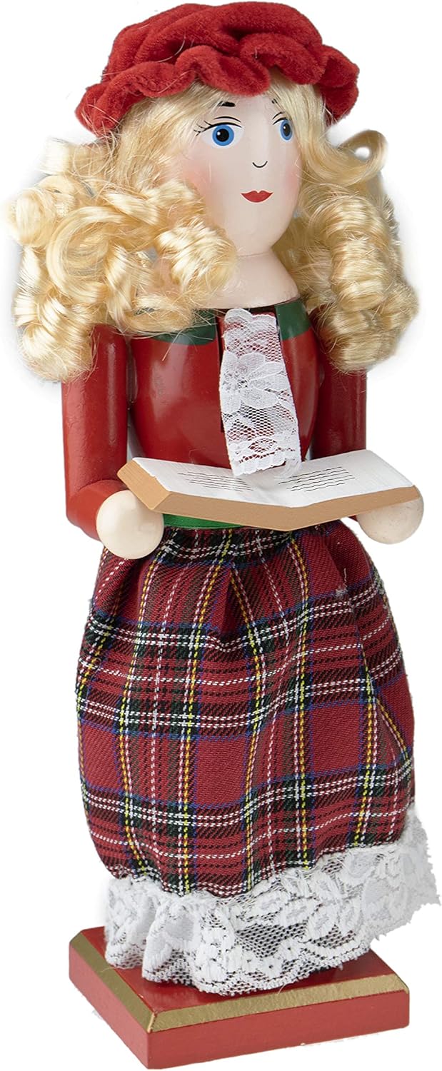 Nutcrackers - Clever Creations Caroler Girl 14 Inch Traditional Wooden Nutcracker, Festive Christmas Décor for Shelves and Tables