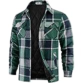 COOFANDY Men's Flannel Shirt Jackets Quilted Lined Plaid Jacket Long Sleeve Button Down Thick Winter Outwear Shackets