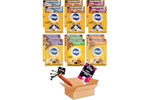 ILC Buy High Protein Dog Food Bundle, Includes 12 Pouches, High Protein and cuts in Gravy, Assorted 06 Flavors(02 Each).Plus a Carrot Dog Toy and a Pet Nutrition Booklet.