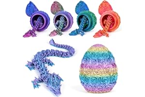 TBOLINE 3D Printed Dragon Egg-Rose Dragon Egg,Rose Dragon in Rose Egg Gifts for Women,Articulated Dragon Crystal Dragon Decoration,Indoor Succulent Pot,Desktop Pen Holder (Random Rainbow,12CM)
