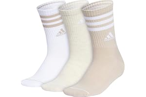 adidas Women's Crew Socks, 3-Stripe Cushioned Socks with Arch Compression, Comfortable, Stylish and Sweat-Wicking, 3-Pack