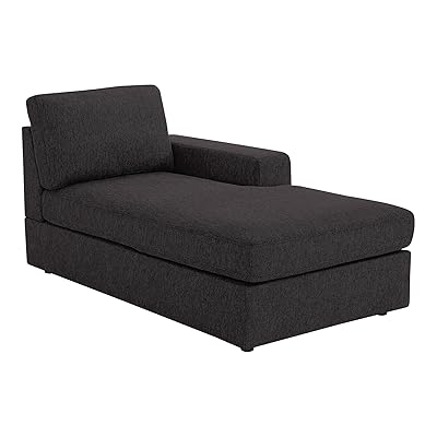 Benjara Gray Fabric Upholstered Right Arm Chaise, Cushioned