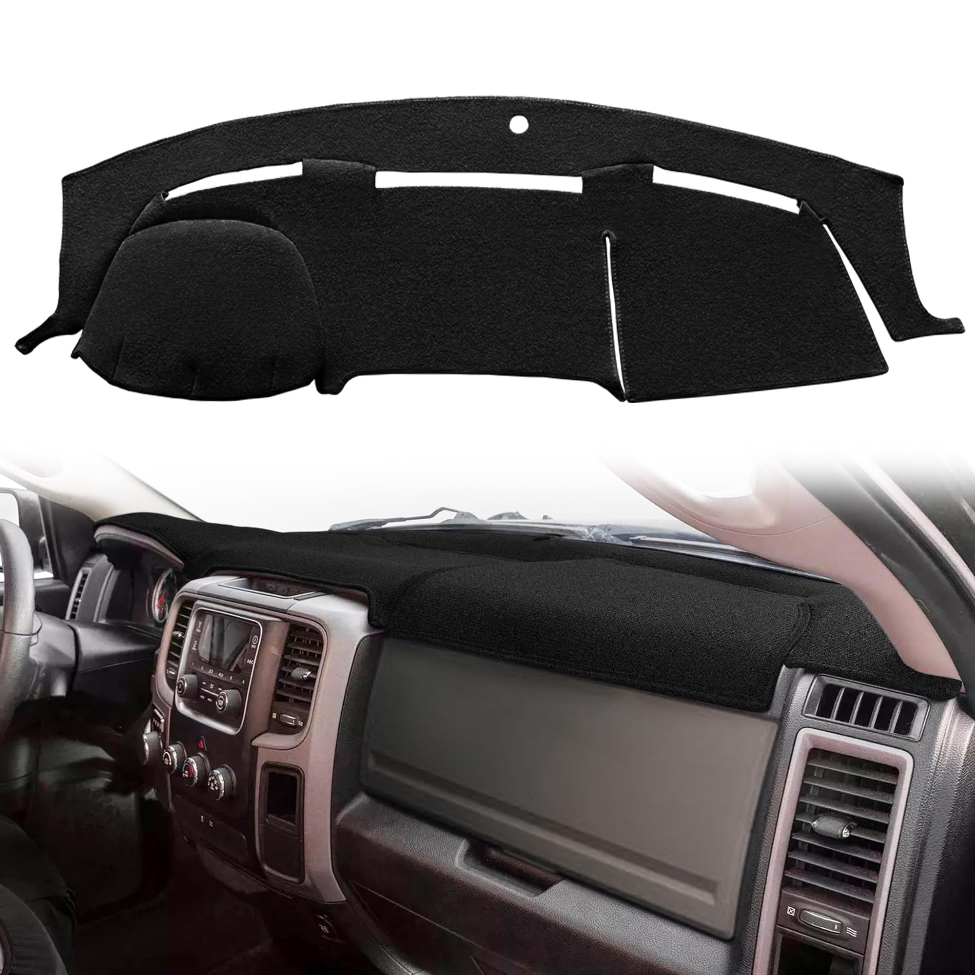 Photo 1 of Yiz Dash Cover Mat Custom Fit for Dodge Ram 1500 2009-2018, Ram 1500 Classic 2019-2024,Ram 2500 3500 2010-2018, Ram 4500 5500 2011-2018 Dashboard Cover Pad Carpet Protector(11-18 Black) J17
