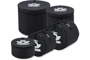 ALEEMIN Drum Bags Set 5-pcs, Drum Cases Carrying Bag Thick Padded Including 12" Tom Bag, 13" Tom Bag, 14" Snare Drum Bag, 16" Floor Tom Bag, 22" Bass Drum Case