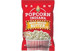 POPCORN, INDIANA Popcorn Indiana Movie Theater Butter Popcorn (3 oz Bags – 6 Pack) Pre-Popped Popcorn Made with Real Butter, Gluten Free, No Artificial Flavors, Perfect for Movie Nights or After School Snacks