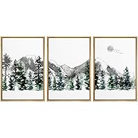 SIGNWIN 3 Piece Framed Canvas Wall Art Abstract Mountain Canvas Prints Home Artwork Decoration for Living Room,Bedroom - 16