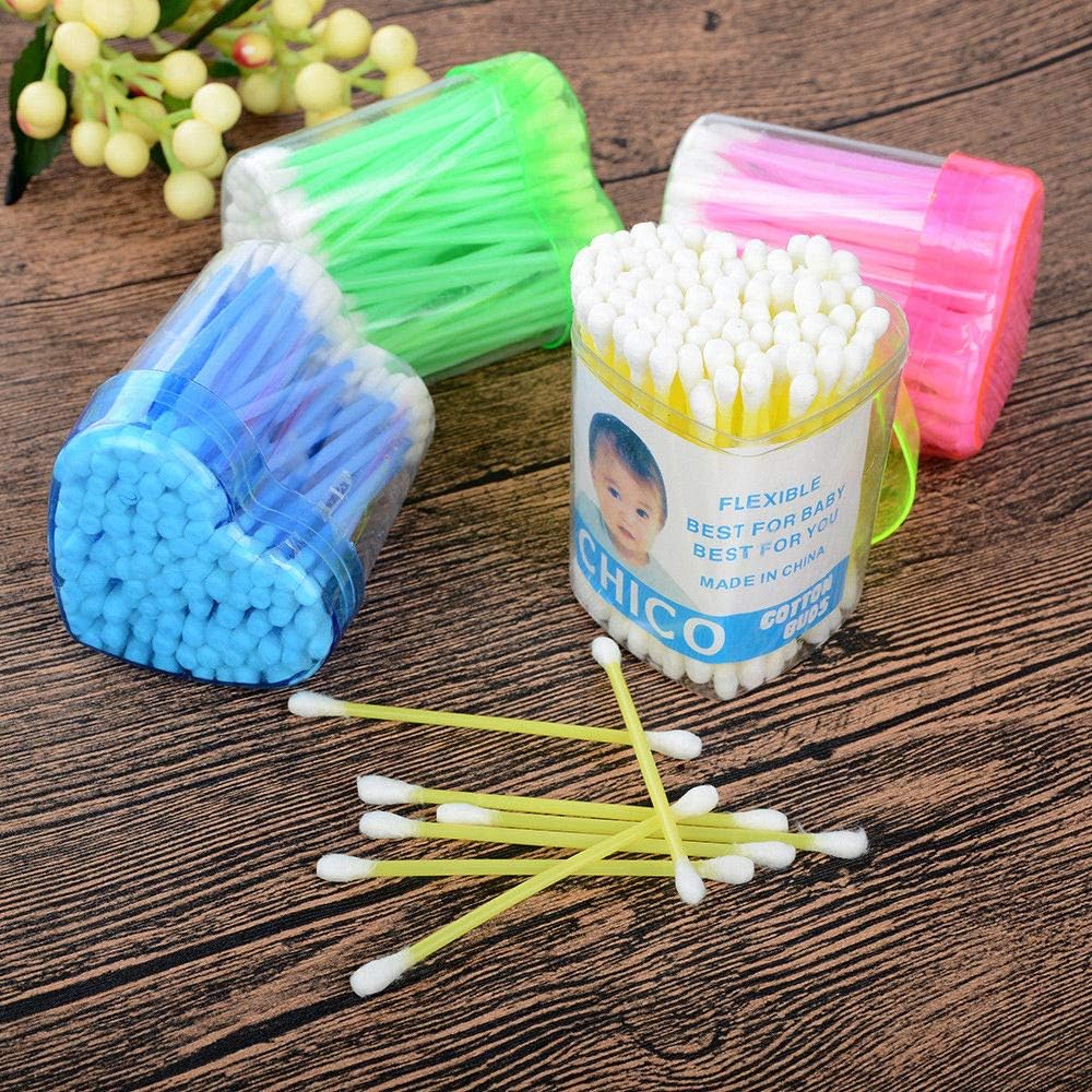 Jeval 400 Pcs Cotton Swab Cotton Buds Make Up Remover Nose Ears Cleaning Health Care Eyelash Applicators