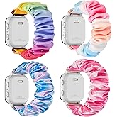 4 Pack Kids Scrunchie Bands Compatible with Gizmo Watch 3 2 1/Gabb Watch 3e 3 2 1/Sync UP Watch/Cosmo Jr Track Watch, 20mm Stretchy Solo Loop Cute Band for Boys & Girls