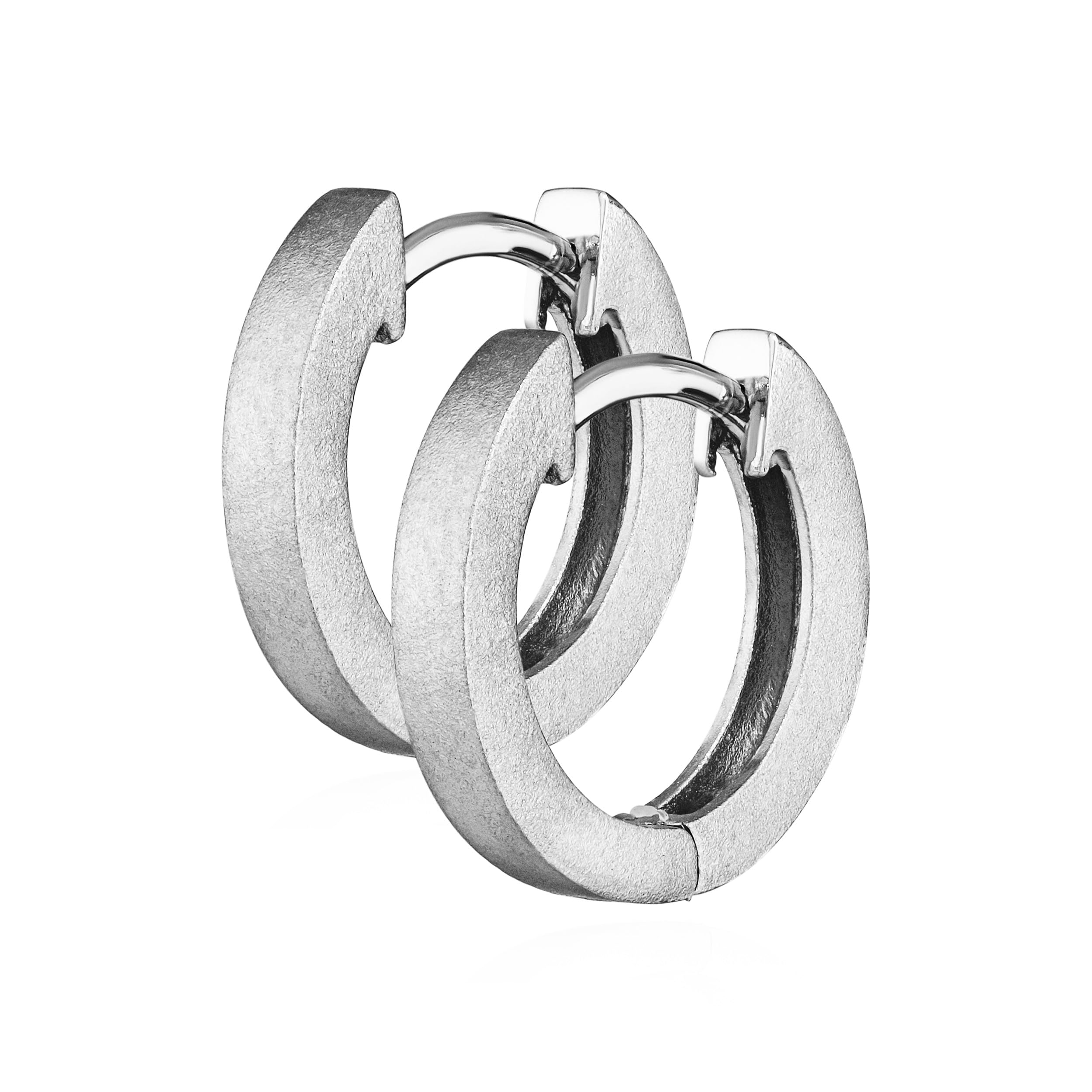 NKlaus silver pair 925 sterling silver hinged earrings 12,4mm matt tarnish 4800