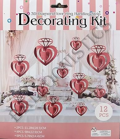 Glitter Rose Gold Diamond Love Ring Garlands Kit Metallic 3d Heart