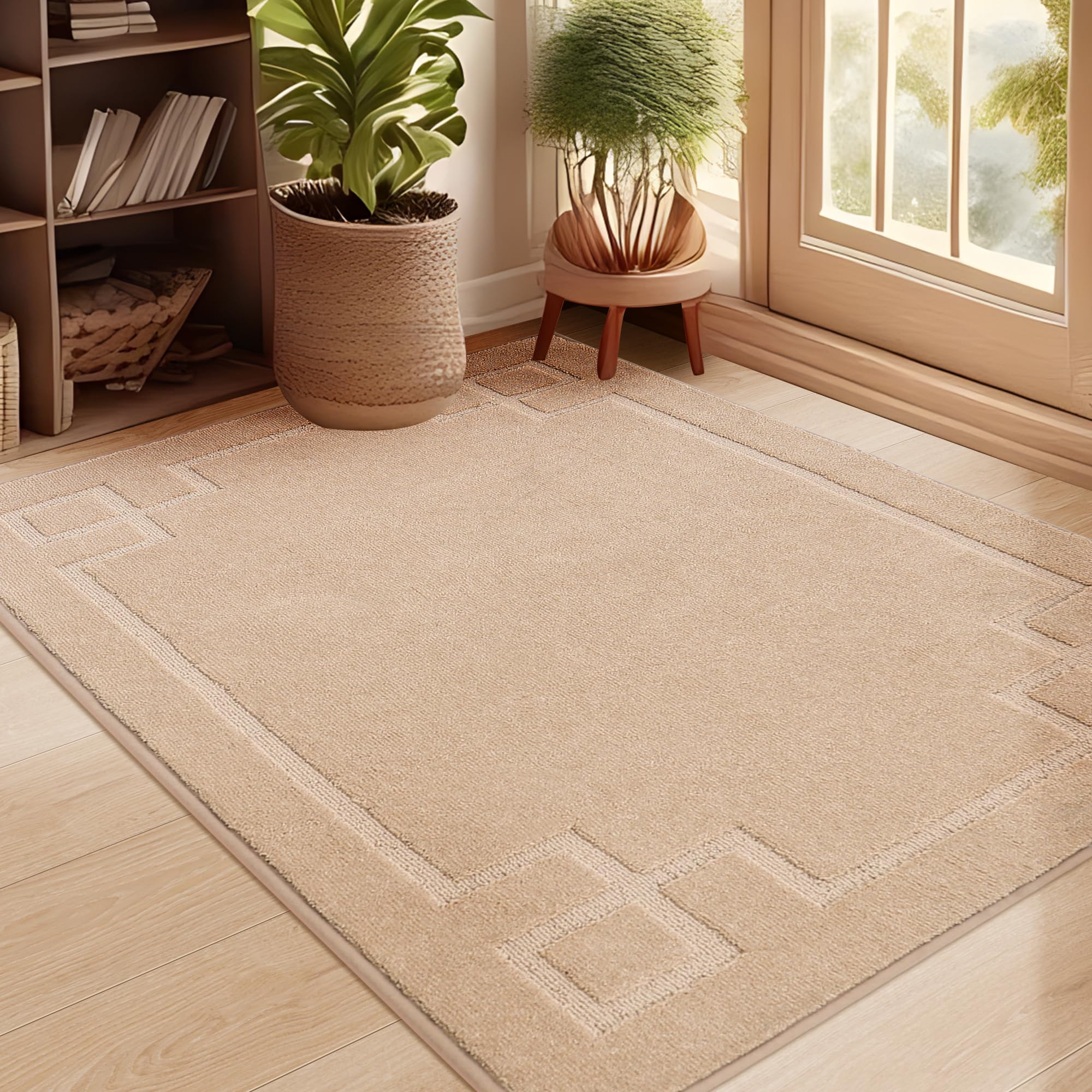 Photo 1 of BEQHAUSE Door Mat 32" x 48", Non-Slip Door Mats Indoor Entryway Rugs Washable Low-Profile Absorbent and Stain Resist Floor Mats, Dog Door Mat for Front Back Door, Muddy Wet Shoes & Paws, Beige