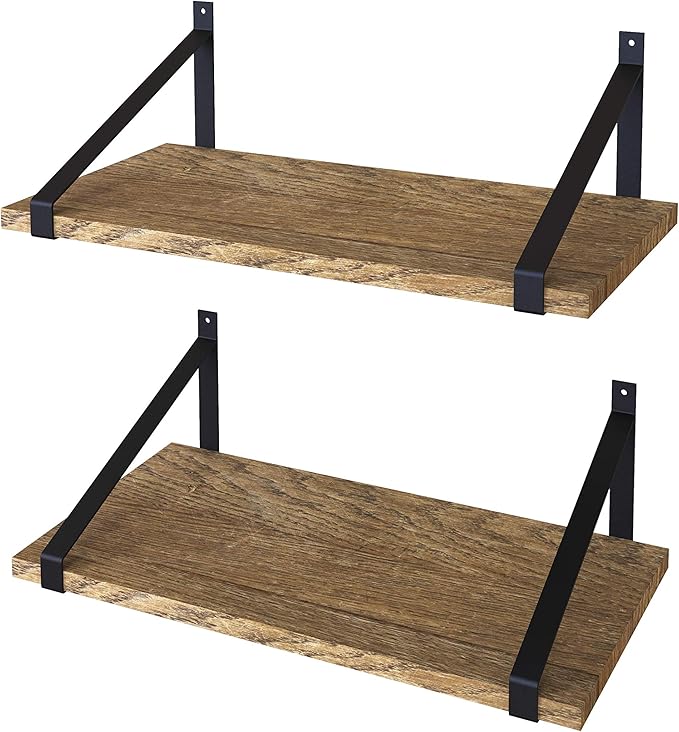 Decorative Floating Shelves Set of 2 Rustic Wall Storage Made of