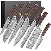 Sunnecko Kitchen Knife Set 7 Piece Chef Knife Set Professional High Carbon Stainless Steel, Sharp Kitchen Knives with Wooden Handle
