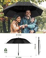 TECKNET Golf Umbrella Large 68 Inch Windproof Double Canopy Automatic Open Black view 2