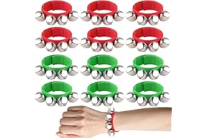 12 Pcs Christmas Jingle Bells Wrist Band Bells, PLULON Percussion Instruments Christmas Band Ankle Jingle Bells Musical Rhythm Toys Winter Party Decoration Favors