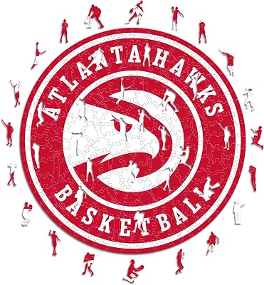 - Atlanta Hawks, Logo, Puzzle de Madera con Licencia Oficial de la NBA, 100% Sostenible, Talla S, 150 Piezas