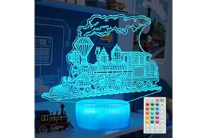 POSSHE Train Night Light, Train Gifts, 3D Illusion Night Light with 16 Colors Changing, Remote Control with Timer, Kids Room Decoration for Holiday Birthday Christmas